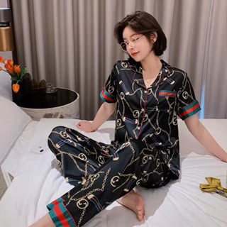 5555-1 ชุดนอนผู้หญิง น่ารักๆผ้าซาตินนิ่มใส่สบายแขนสั้นขายาว …