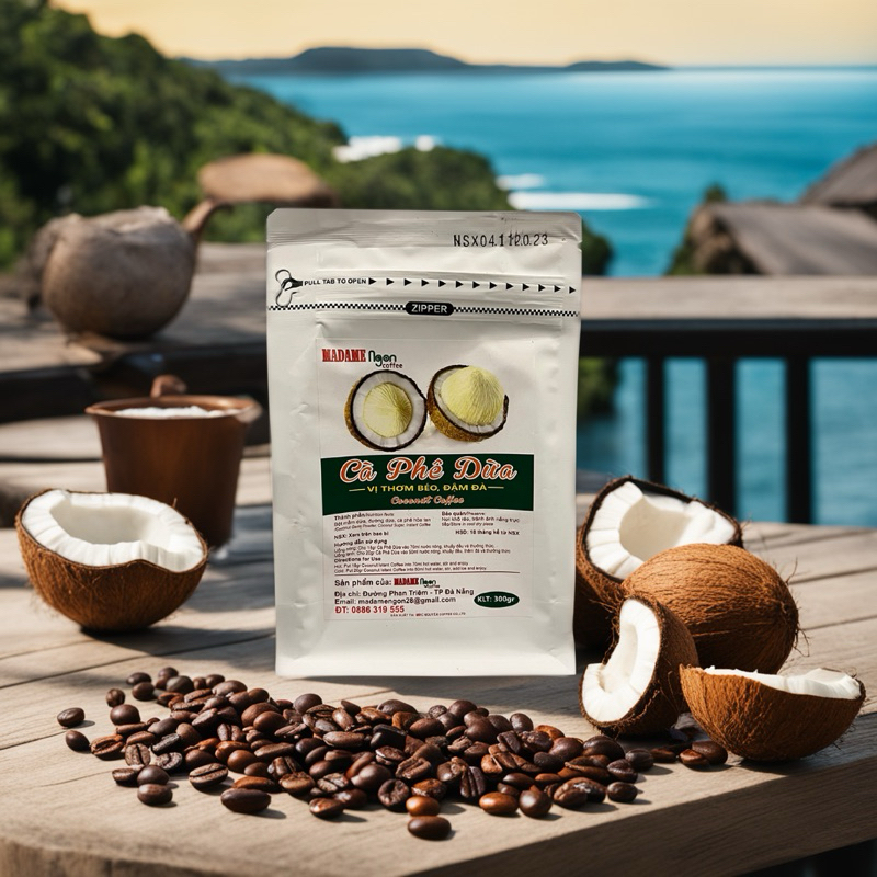 กาแฟมะพร้าวเวียดนาม สั่งตรงจากเวียดนาม Madame Ngon  (300กรัม) Coconut Coffee