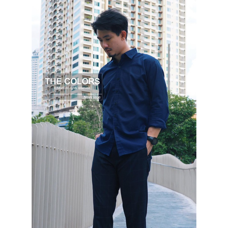 Navy Blue เสื้อเชิ้ต Oxford สีกรมท่า