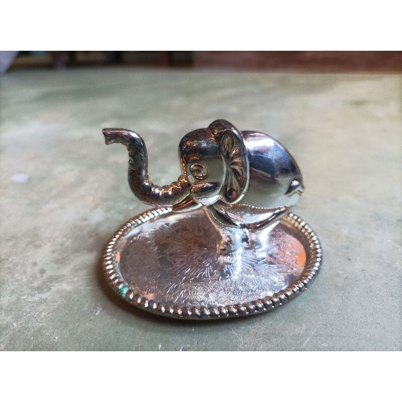 Vintage Metal Pewter elephant Jewelry Ring Holderยุค50สินค้ามือสองจากตู้ญี่ปุ่น