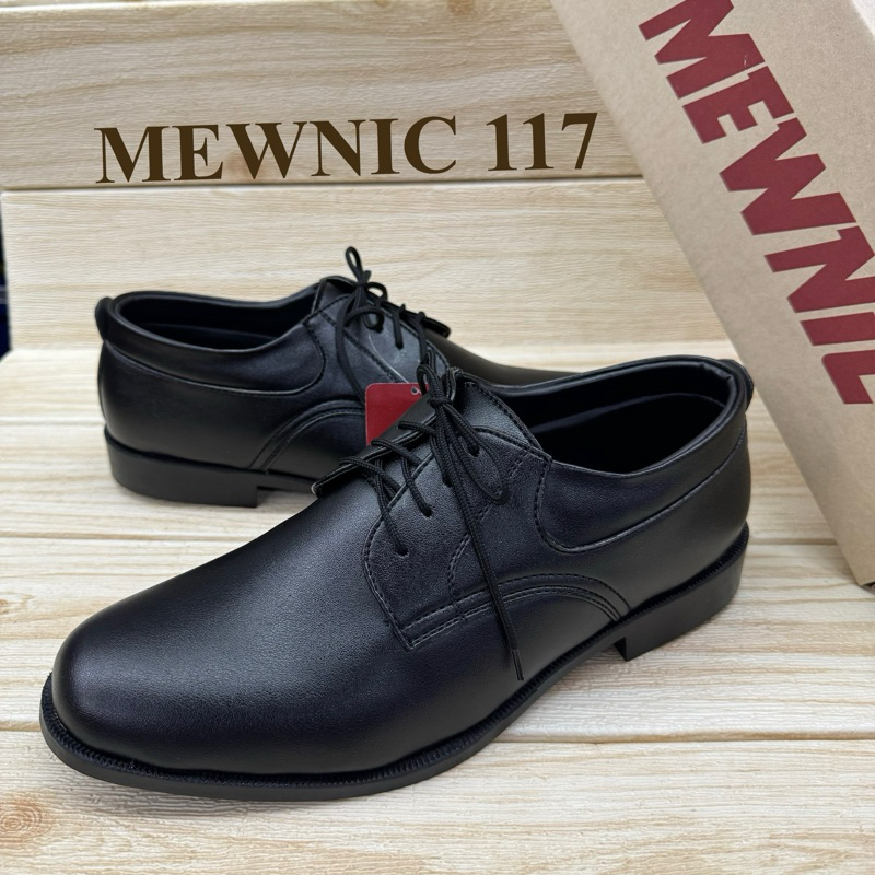 Mewnic 117 รองเท้าหนังผูกเชือก (6-12)  นักเรียน/นักศึกษา/ใส่ทำงาน สีดำ
