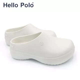 Hello Polo รองเท้าแตะแบบสวม รองเท้าคัทชูพยาบาล พื้นนิ่ม EVA สีขาว HP8009 เหมาะกับผู้หญิงและผู้ชาย