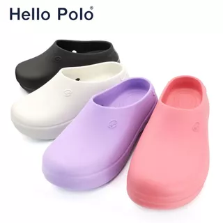 Hello Polo รองเท้าแตะแบบสวม รองเท้าคัทชูพยาบาล พื้นนิ่ม EVA สีขาว HP8009 เหมาะกับผู้หญิงและผู้ชาย