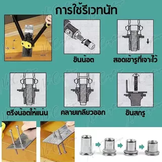 [10ตัว] รีเวทนัท สแตนเลส 304 หัวน็อตรีเวท คอลายหัวแบน M3-M12 Rivet Nut