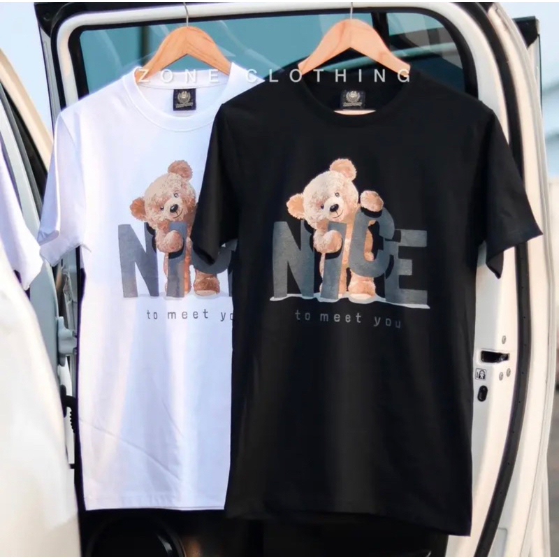 เสื้อยืดแขนสั้นลายหมี Nice