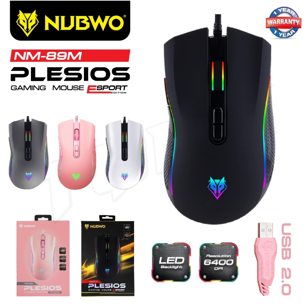Nubwo เมาส์เกมมิ่ง รุ่น NM-89M NM-89W Gaming Macro Mouse เมาส์ มาโคร LED ของแท้ พร้อมส่ง