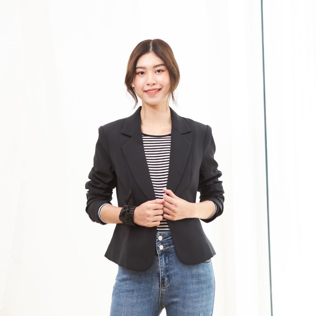 Stephanie เสื้อแจ็คเก๊ต แขนยาว สีดำ (OZ13BL)
