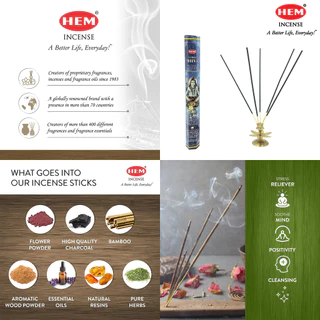 ธูปหอม HEM จากอินเดีย เกรดพรีเมี่ยม รวมกลิ่นไม้มงคล ดีที่สุดจากอินเดีย (แพ็ค) Incense Sticks Home Frangrance Aroma Yoga
