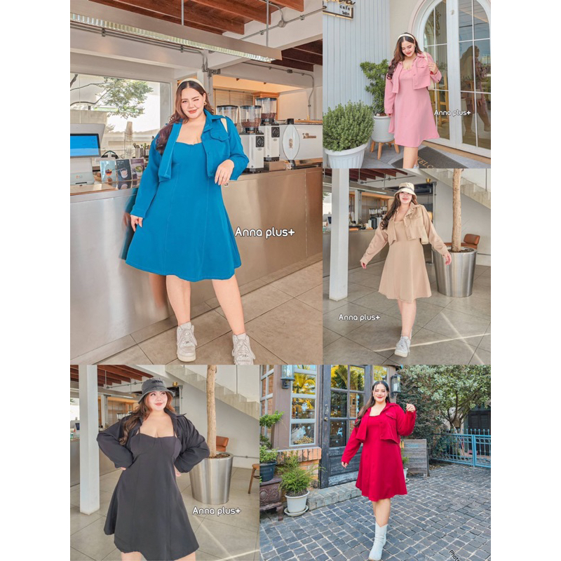 เดรสทรงสวย มาพร้อมเสื้อคลุมแขนยาว แพทเทิลน่ารักมาก ใส่เที่ยว ใส่ทำงานได้หมด ชุดออกงานไซส์ใหญ่ ชุดออกงานคนอ้วน สาวอวบ