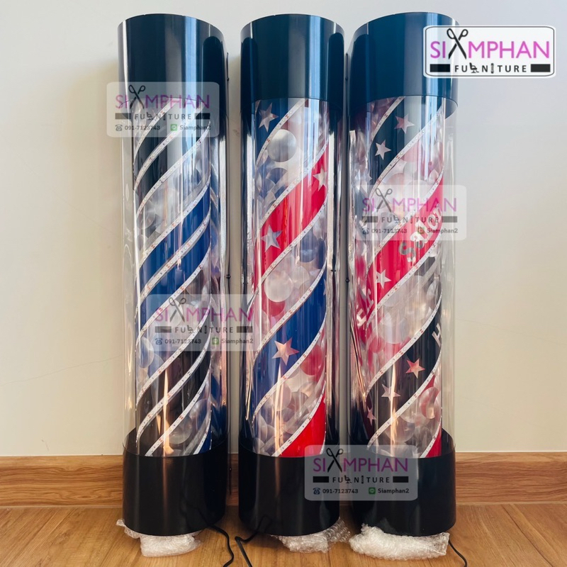 โค้ดลด+ส่งฟรี ฉ่ำๆ! ไฟหมุนร้านเสริมสวย/บาเบอร์ LED 90*20ซม