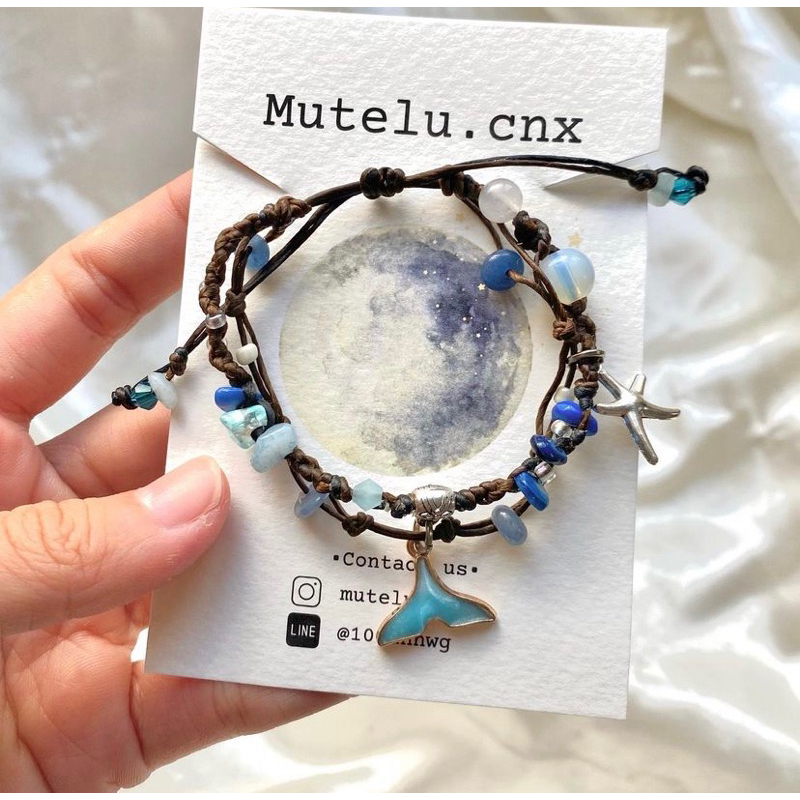 กำไลข้อมือเชือกถัก handmade (sea & whale)