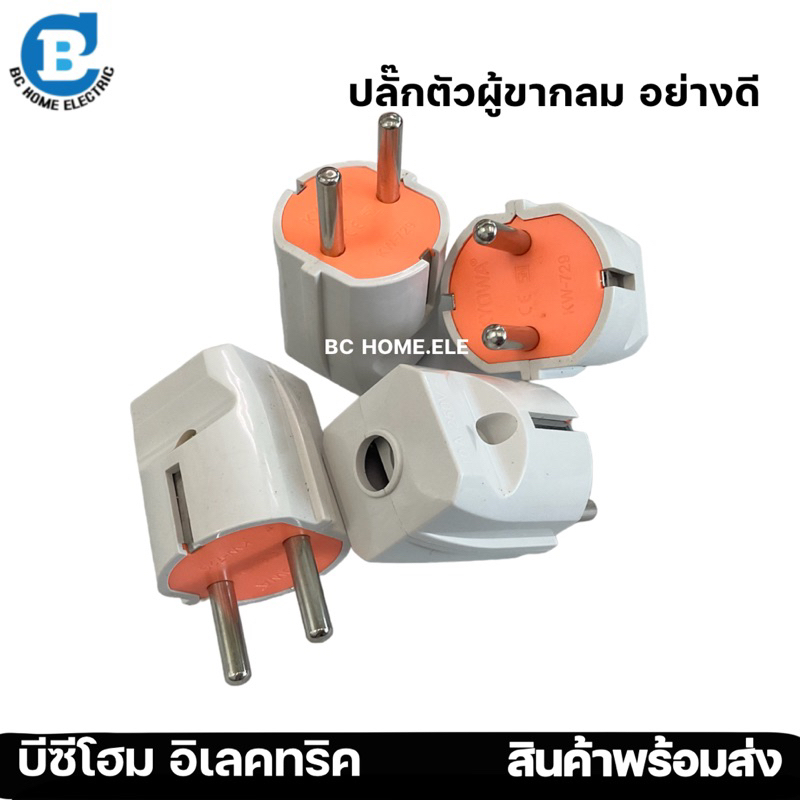 ปลั๊กตัวผู้ 2 ขากลม อย่างดี 10 A 250V