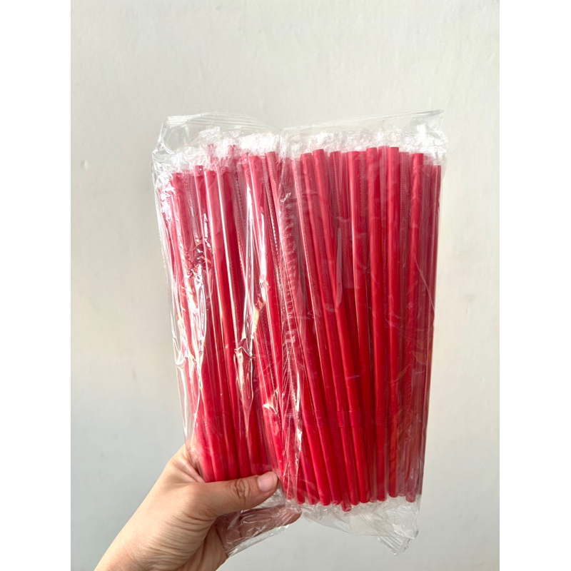 หลอดงอหุ้มฟิล์มสีเเดงขนาด 6มิล ยาว21cm. 1ห่อ100เส้นหุ้มฟิล์มแยกทุกเส้น