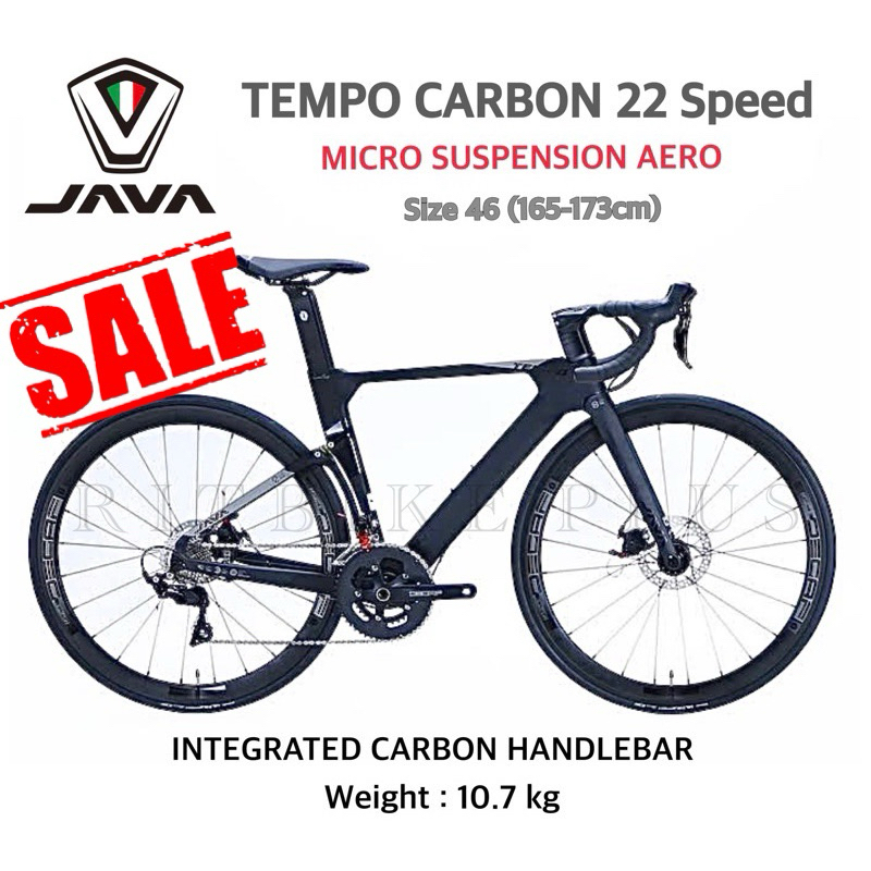 *ผ่อนได้*จักรยานเสือหมอบ JAVA TEMPO เฟรม Carbon ชุดเกียร์ 22speed มาพร้อมตัวซับแรงสะเทือน Micro Suspension Aero
