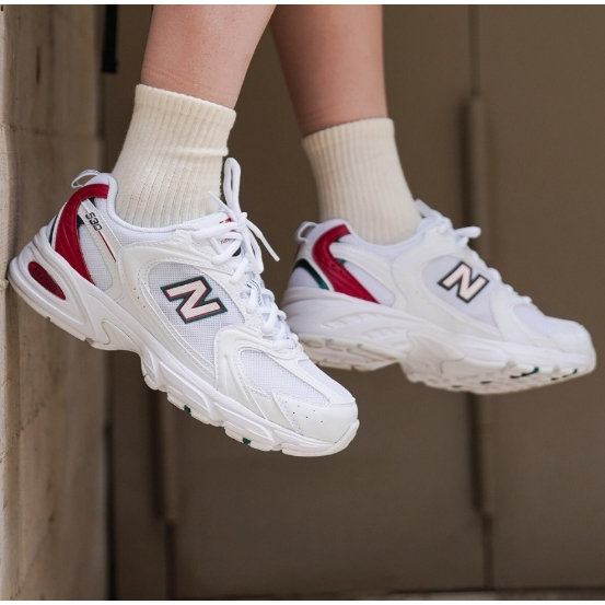 New Balance NB 530 สีขาวแดง ของแท้ 100 % รองเท้าผ้าใบ