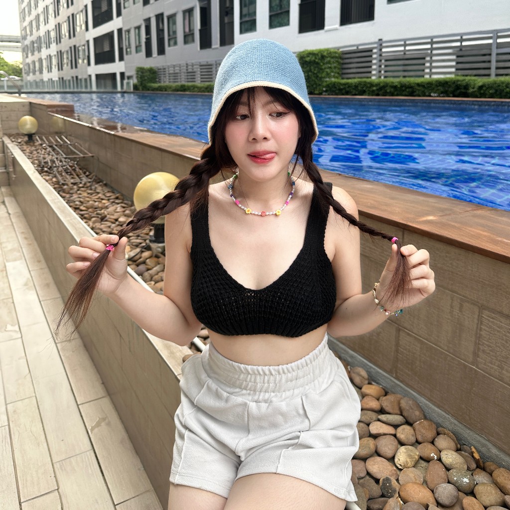 PIN138 ครอปกล้าม ไหมพรมถัก ซันนี่ B-048-4-AAA