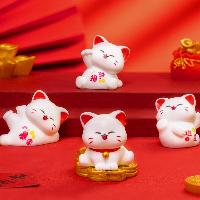 แมวกวักนำโชค (ราคา/1 ชิ้น) ตุ๊กตาแต่งบ้าน ตุ๊กตาแต่งสวน ของสะสม โมเดล จัดสวนถาด พร็อพถ่ายรูป