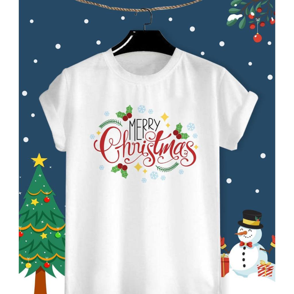 เสื้อยืดวันปีใหม่ Happy New Year&Merry X Mas เนื้อผ้า TK บางเบา สวมใส่บาย สีสกรีนสดใส ไม่หดไม่ย้วย