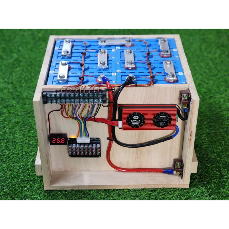 24v 200ah แบตลิเธียม 3.2v 8s ครบชุด BMS DALY 100A แบตเตอรี่ LiFePo4 3.2v 200ah ใส่ Active Balance5A 