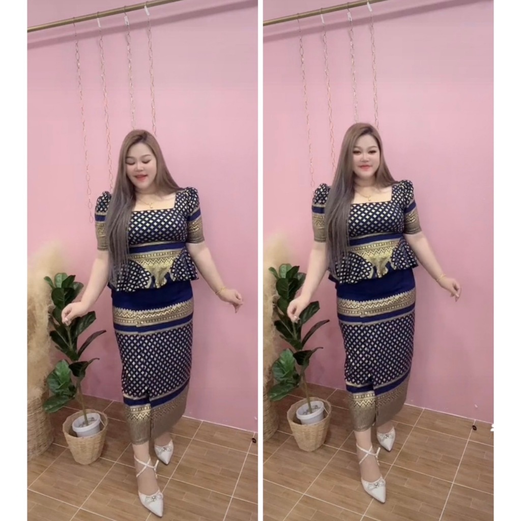 ชุดเซ็ทผ้าถุงสาวอวบ ผ้าสกินนี่ ผ้าถุงรุ่นป้าย อก38-56" เอว36-50" สพฟรีถึง65"(BT28)(BT60)(BT15)