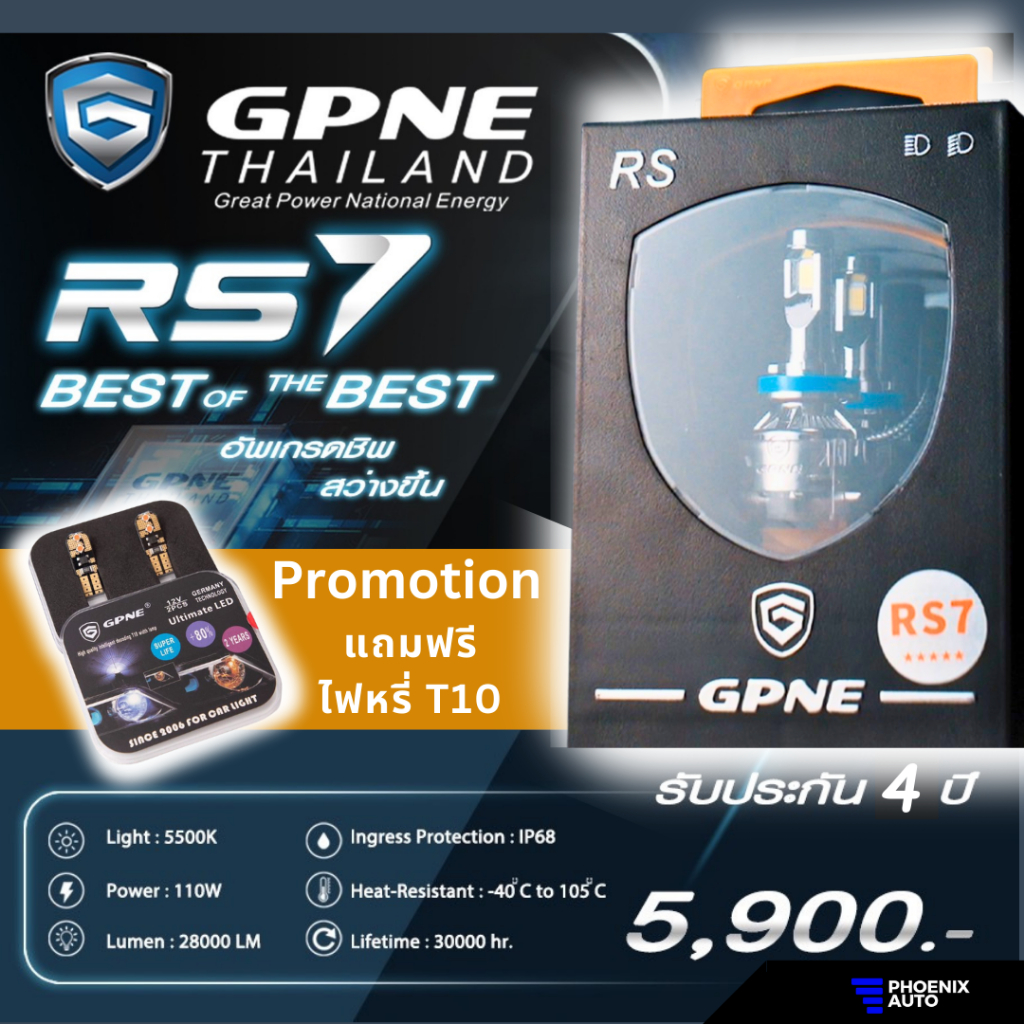 GPNE LED รุ่น RS7 หลอดไฟหน้ารถยนต์ LED เกรดพรีเมี่ยม (110 วัตต์) รับประกัน 4 ปี