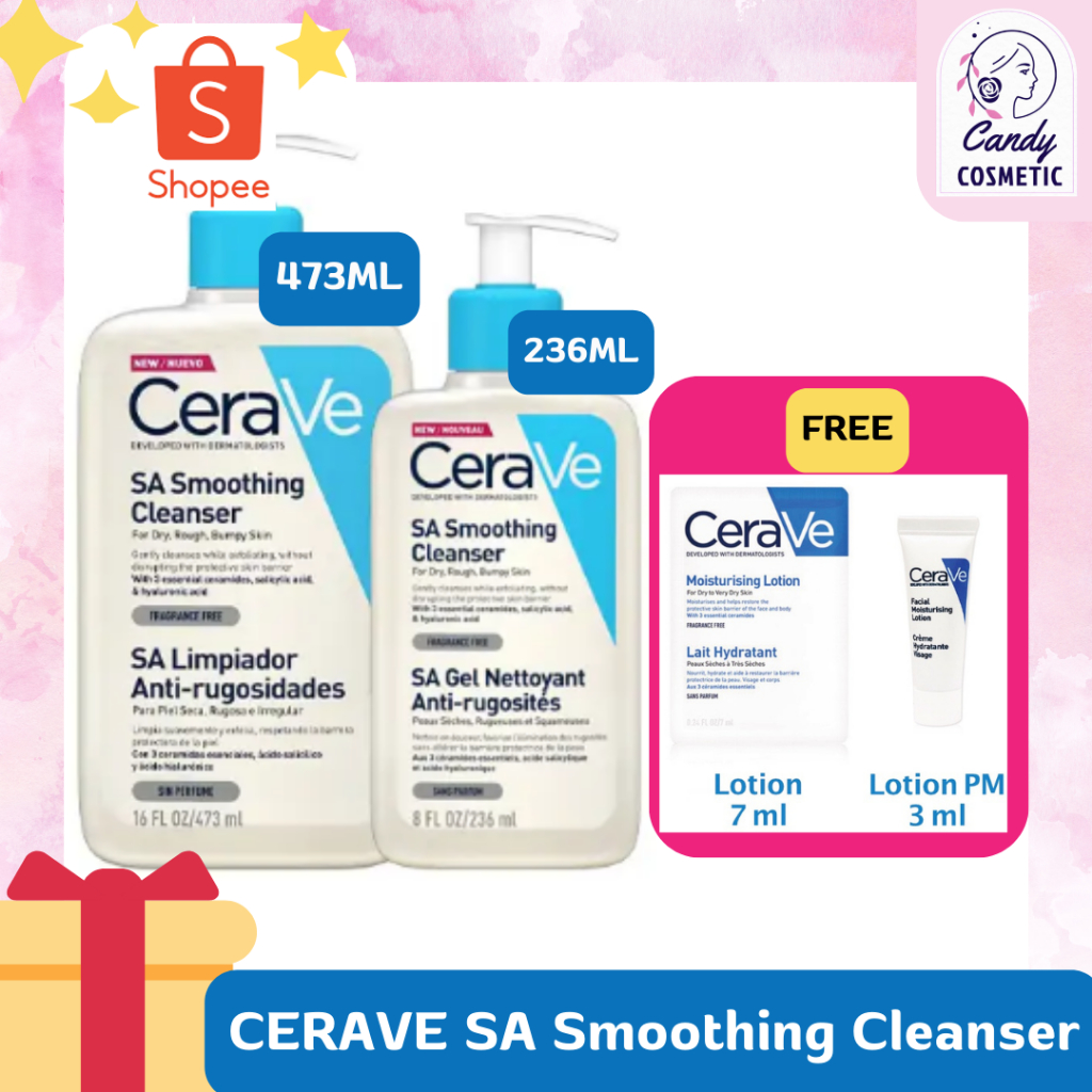 [พร้อมส่ง-ขายส่ง]CeraVe SA SMOOTHING CLEANSER ผลิตภัณฑ์ทำความสะอาด สำหรับผิวหยาบกร้าน ของแท้ ส่งไว