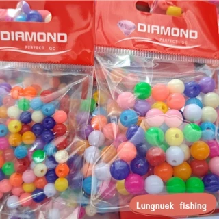 ลูหปัดตกปลา (Dimaond)ลูกปัดหลากสีขนาด 6มิล/8มิล ลูกปัดตกปลา