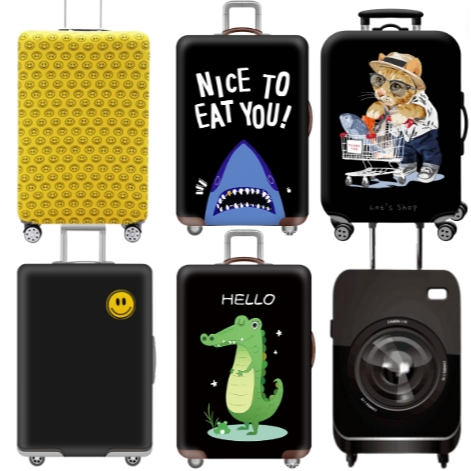 ส่งจาก กทม. ผ้าคลุมกระเป๋าเดินทาง ขนาด18-32 นิ้ว ลายหน้ายิ้มพื้นเหลือง กล้อง ฉลาม จระเข้ แมวช้อปปิ้ง