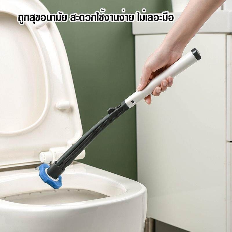 แปรงขัดชักโครก ที่ขัดห้องน้ำ แบบใช้แล้วทิ้ง เปลี่ยนหัวได้ พร้อมแผ่นน้ำยาในตัว  ลดกลิ่น สิ่งสกปรก ราคา ถูกที่สุด ดีลบีเคเค แกลเลอรีภาพที่ 4