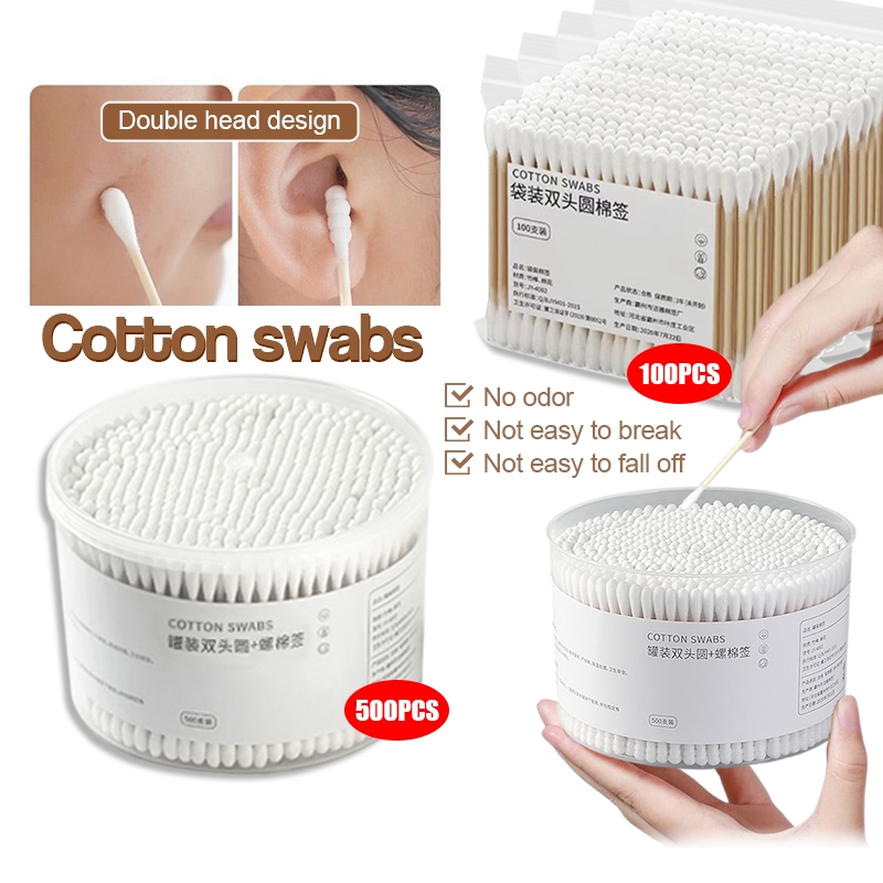 สำลี สำลีก้านหัวคู่ คอตตอนบัด 100/500 ก้าน Cotton swab สำลีก้อนกลม