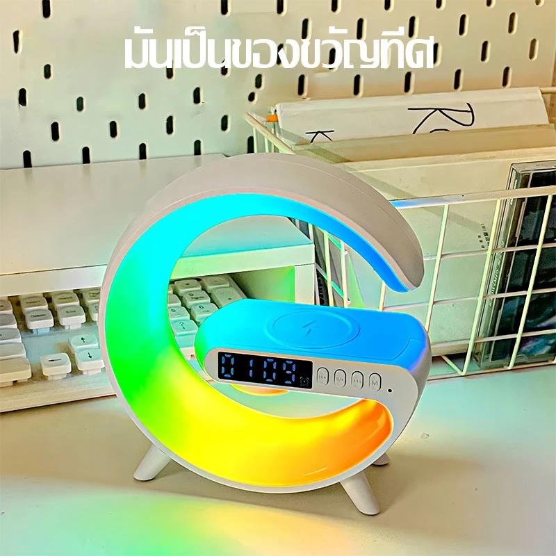 ลำโพงบลูทูธ 3in1 นาฬิกาปลุก ชาร์จไร้สาย ไฟ LED 256 แบบ thumbnail 3
