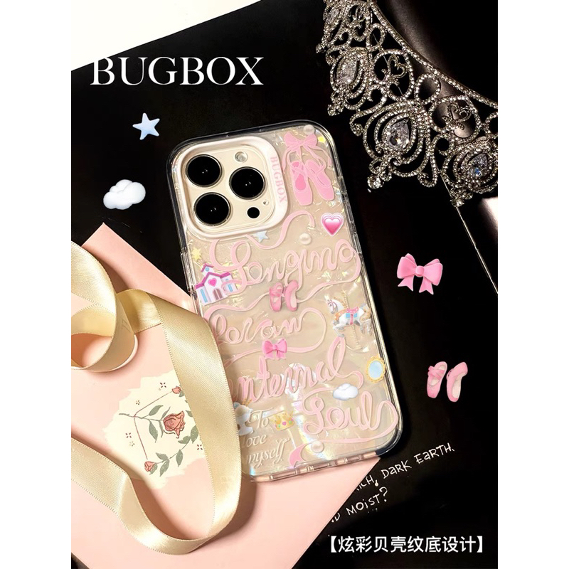 [pre-order ] BUGBOX iphone case เคสไอโฟน เคสโทรศัพท์คุมรอบเครื่อง เหลือบมุก เล่นแสงน่ารัก ลายบัลเลต์ ip12-16