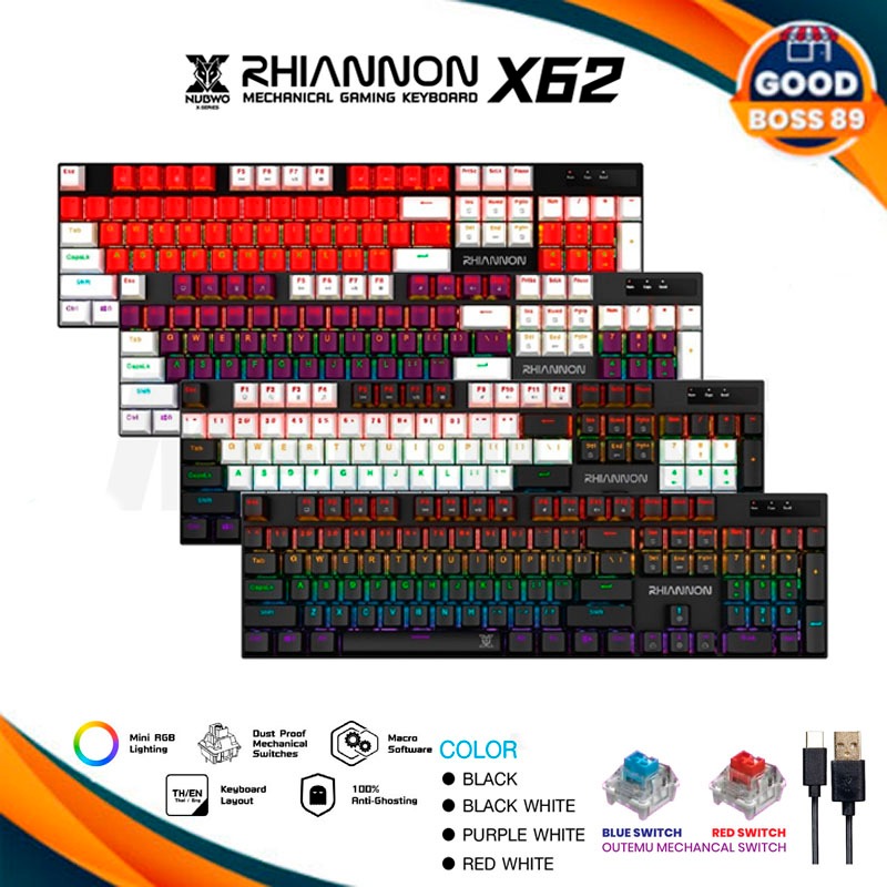 [ใช้โค้ด เหลือ428บ.] พร้อมส่ง Nubwo X62คีย์บอร์ด Keyboard Gaming คีย์บอร์ดเกมมิ่งคีย์บอร์ดแมคคานิคอล