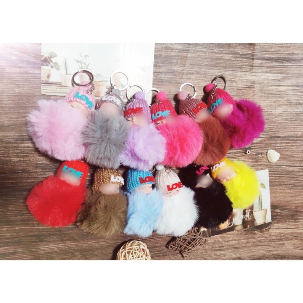 ใหม่ พวงกุญแจตุ๊กตาน่ารักแบบขนฟูๆ 50สี ใส่แว่นตา ขายส่งและขายปลีก New Keychain for Bag or Key BB