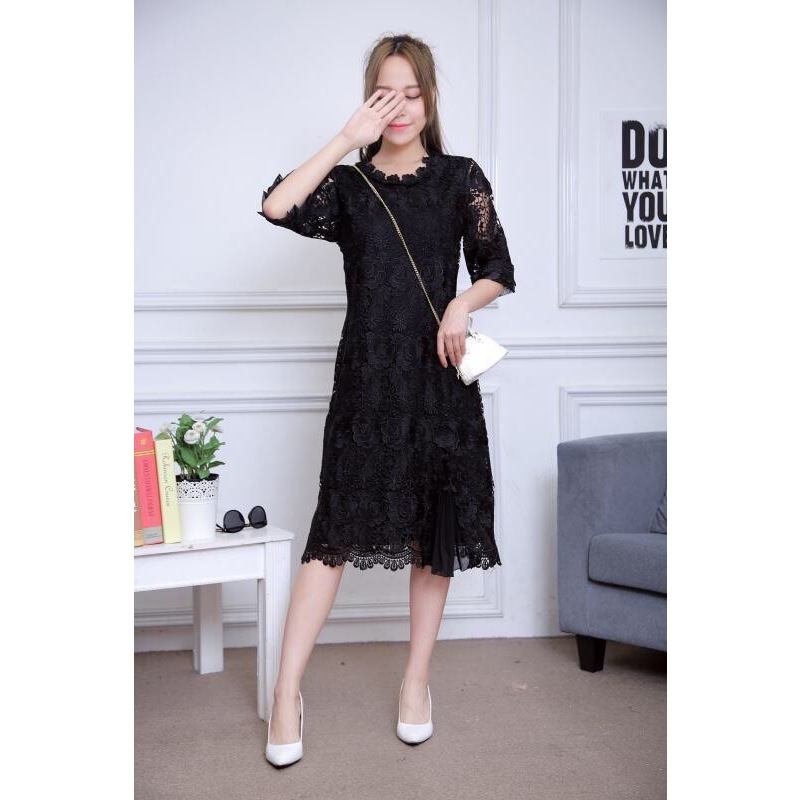 FONชุดเดรสลูกไม้ใส่ออกงาน ทรงยาว มีรอบอก38-40-42-44-46นิ้ว#B9889 - รูปที่ 2