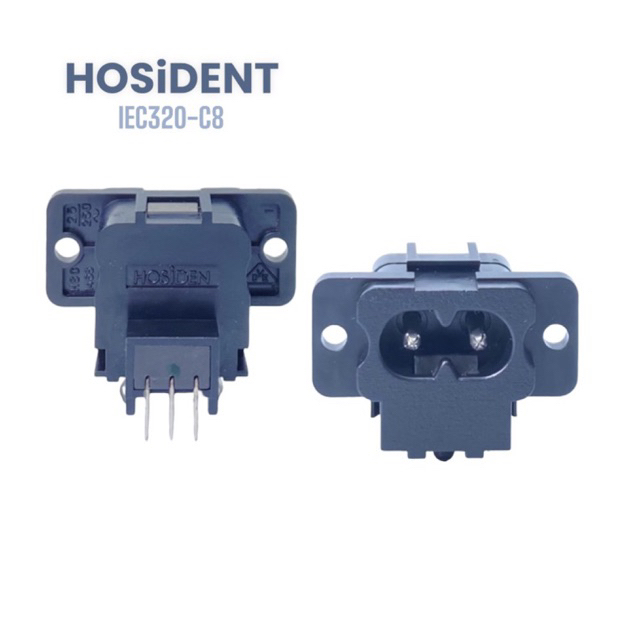 Socket IEC320-C8 เต้าเสียบปลั๊กไฟ 2Pin แบบ PCB เต้ารับตัวเมีย ช่องเสียบสาย Ac ร่อง เต้าเสียบเลข 8 HOSiDEN
