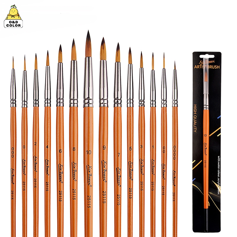 O&D Color Selected คุณภาพสูง ปากกาวาดภาพสีน้ำมัน แปรงโพรพิลีน แปรงสีน้ำ ขนไนลอน ตะขอและลวดแปรง แปรงเล็บ Hook Line Brush