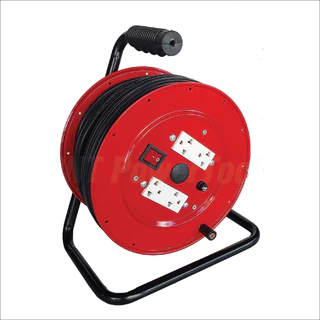 JPS ล้อเก็บสายไฟมีสวิตช์ พร้อมสาย VCT 20-50 เมตร มีสปริงสำหรับล็อกสายไฟ เคลื่อนย้ายสะดวกด้วยด้ามจับ