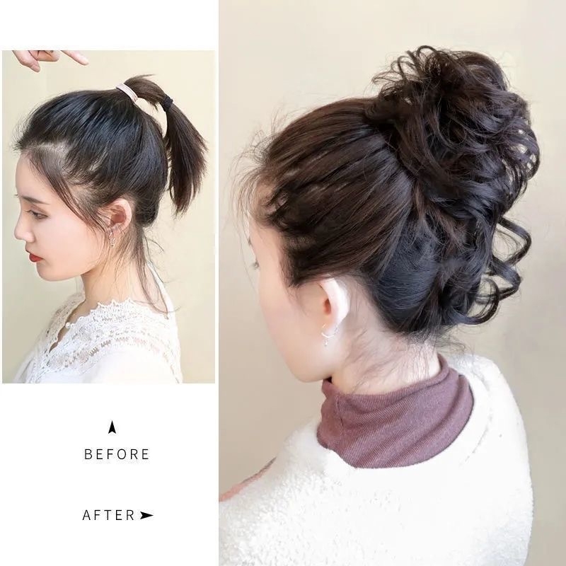 ยางรัดผมสังเคราะห์ ยางรัดผมวิกผมแฟชั่น ทรงโดนัท วิกผมสังเคราะห์ - รูปที่ 5