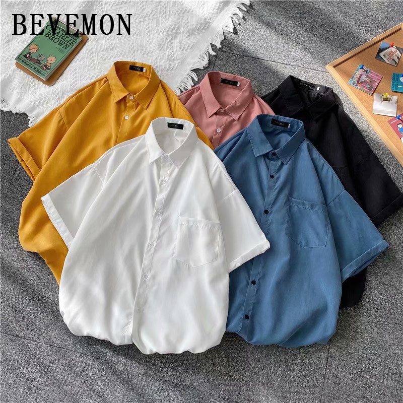 🔥สินค้าพร้อม🔥เชิ้ตผู้ชายแขนสั้น เสื้อเชิ้ตสีพื้น