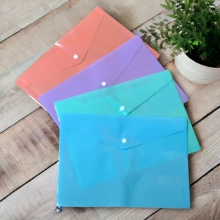 [แบบใส มีกระดุม] แฟ้มเอกสาร A4/A5 ไม่มีลาย S0017 คุณภาพดี แฟ้ม โทนสีพาสเทล สีสดใส แฟ้มA4 แฟ้มA5