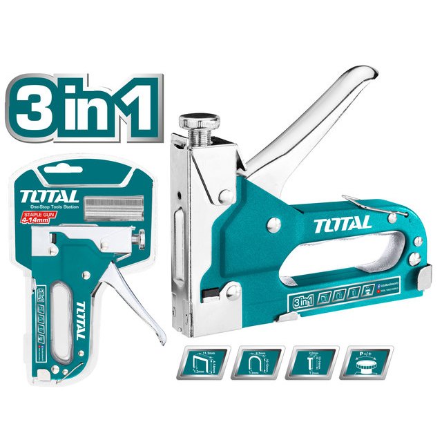 TOTAL แม็กซ์ยิงบอร์ด 3 IN 1 (4 - 14 มม.)  รุ่น THT31143 แม็กซ์ยิงบอร์ด เครื่องยิงตะปูขาเดี่ยว แม๊กซ์