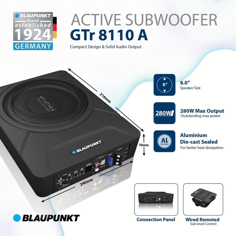 BLAUPUNKT GTR8110A ACTIVE SUBWOOFER