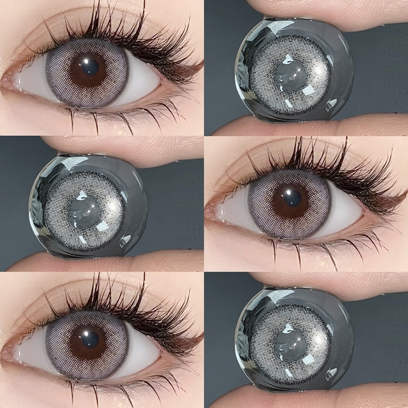 MIDROO คอนแทคเลนส์ คอนแทคเลนส์ รายเดือน Pattern Gray ขนาดกลาง สุดฮิต ขายดี สีชัดสุดๆ ผ่านมาตรฐานสากล1คู่-14.0mm