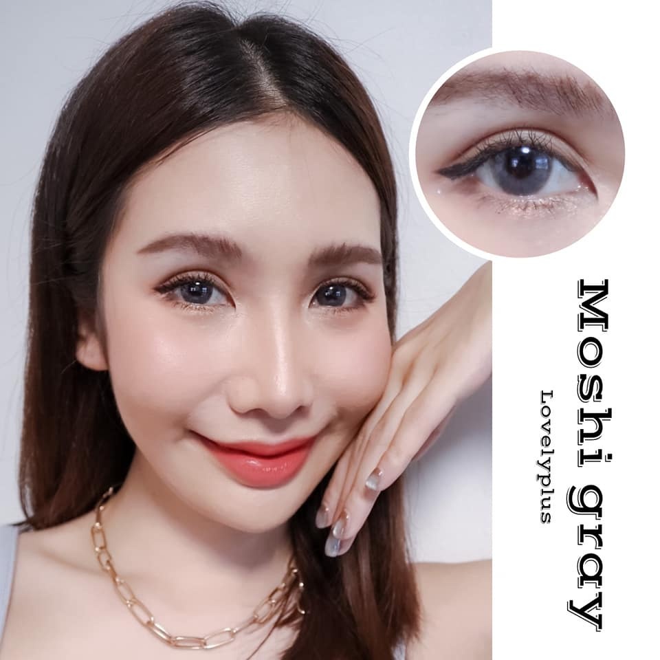 💋 มีค่าสายตา 💋 Lovelylens Moshi Gray Brown  💋 บิ๊กอาย สุดปัง คอนแทคเลนส์ รายเดือน มีอย แถมตลับฟรี เลนส์นิ่ม Gray Brown