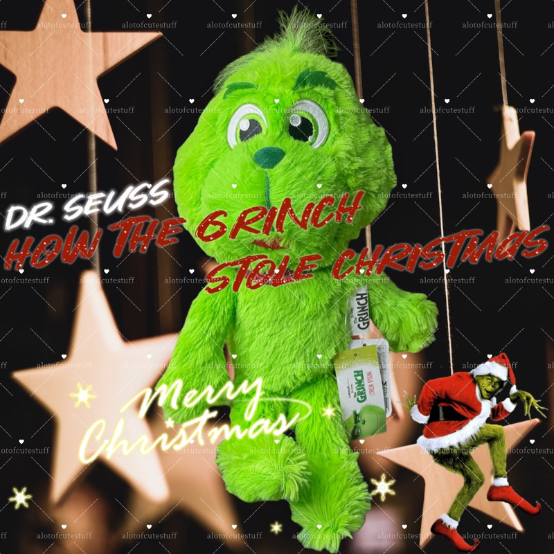 ตุ๊กตาเดอะกริ๊นช์ ขนนุ่ม ป้ายห้อย The Grinch 2018 ILLUMINATION UNIVERSAL STUDIOS Dr.Seuss How The Gr