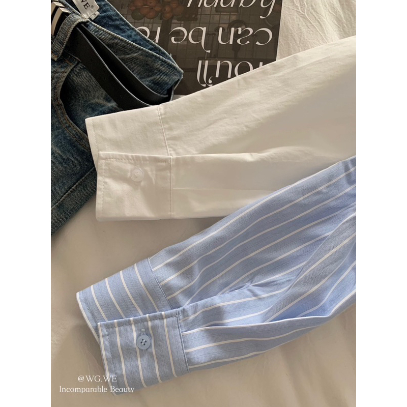 PP63 เสื้อครอปเชิ้ตแขนยาวมาพร้อมกั้กตัวนอก เย็บติดกัน - รูปที่ 7