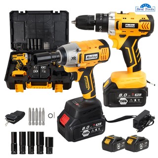 (แพ็คคู่) MOLITA สว่านไร้สาย 3 ระบบ 298V +บล็อกแบต 298V แบตเตอรี่ 2 ก้อน บล็อกไฟฟ้า สว่านกระแทก อุปกรณ์18 ชิ้น สีเหลือง