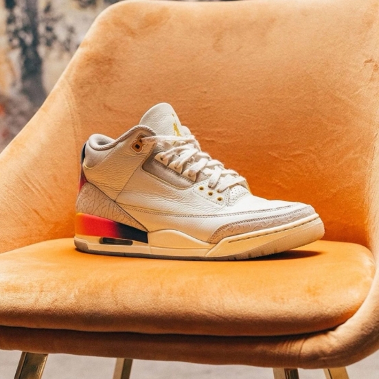Nike J Bavin x Air Jordan 3 Retro SP  ขาวน้ำเงินแดง รองเท้าผ้าใบ ของแท้ 100 %
