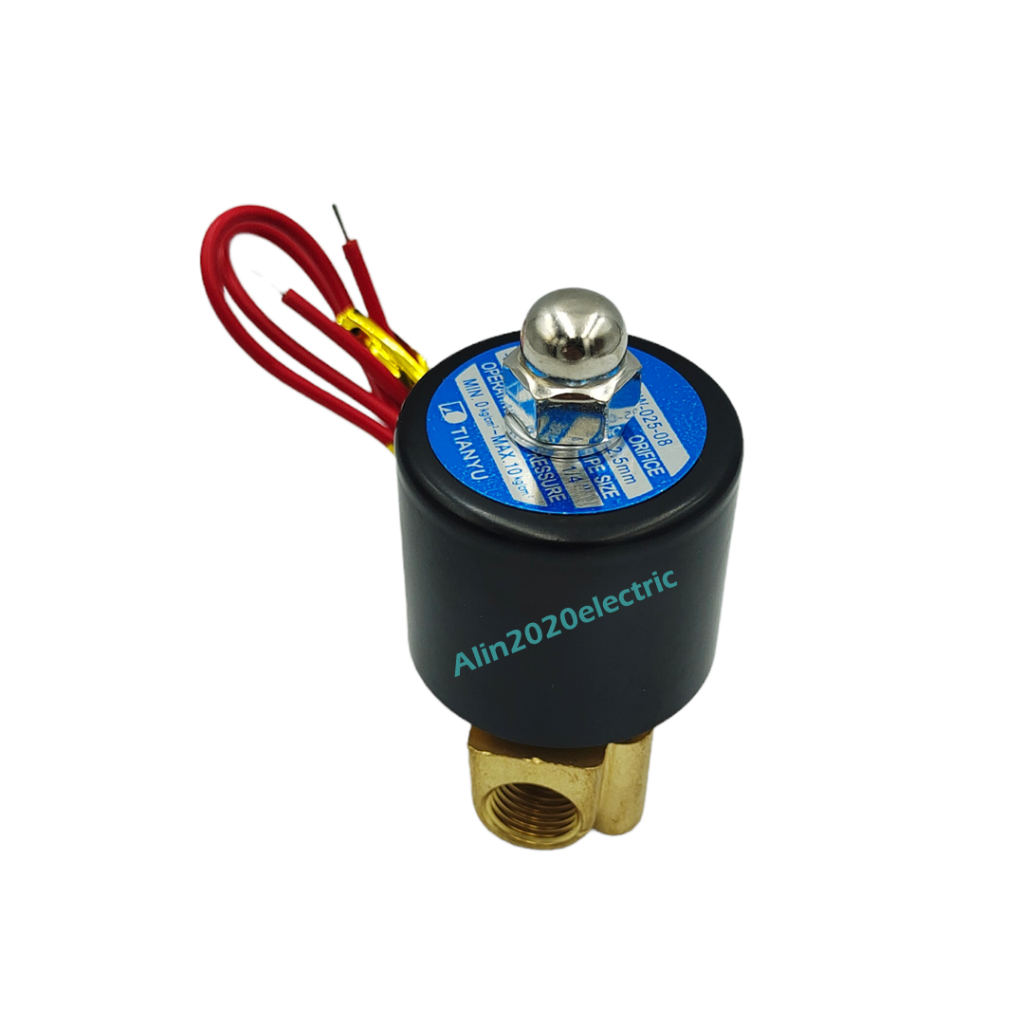 2W-025-08 SOLENOID VALVE โซลินอยด์วาล์วทองเหลือง ขนาด 1/4" 2หุน (2.5mm) แบบปกติปิด NC แรงดัน: 0-10บาร์ 12V 24V 220V